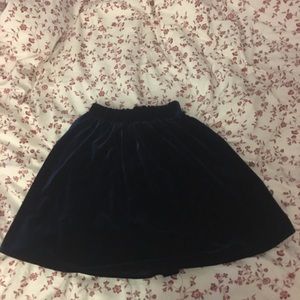 Navy blue velvet skater skirt